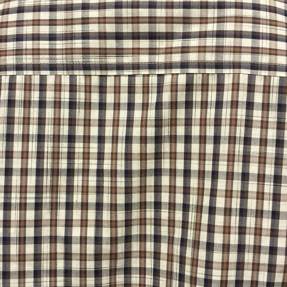 Jos A Bank Reserve No Wrinkles Button Up Shirt Mens L Brown Plaid Tailored Fit